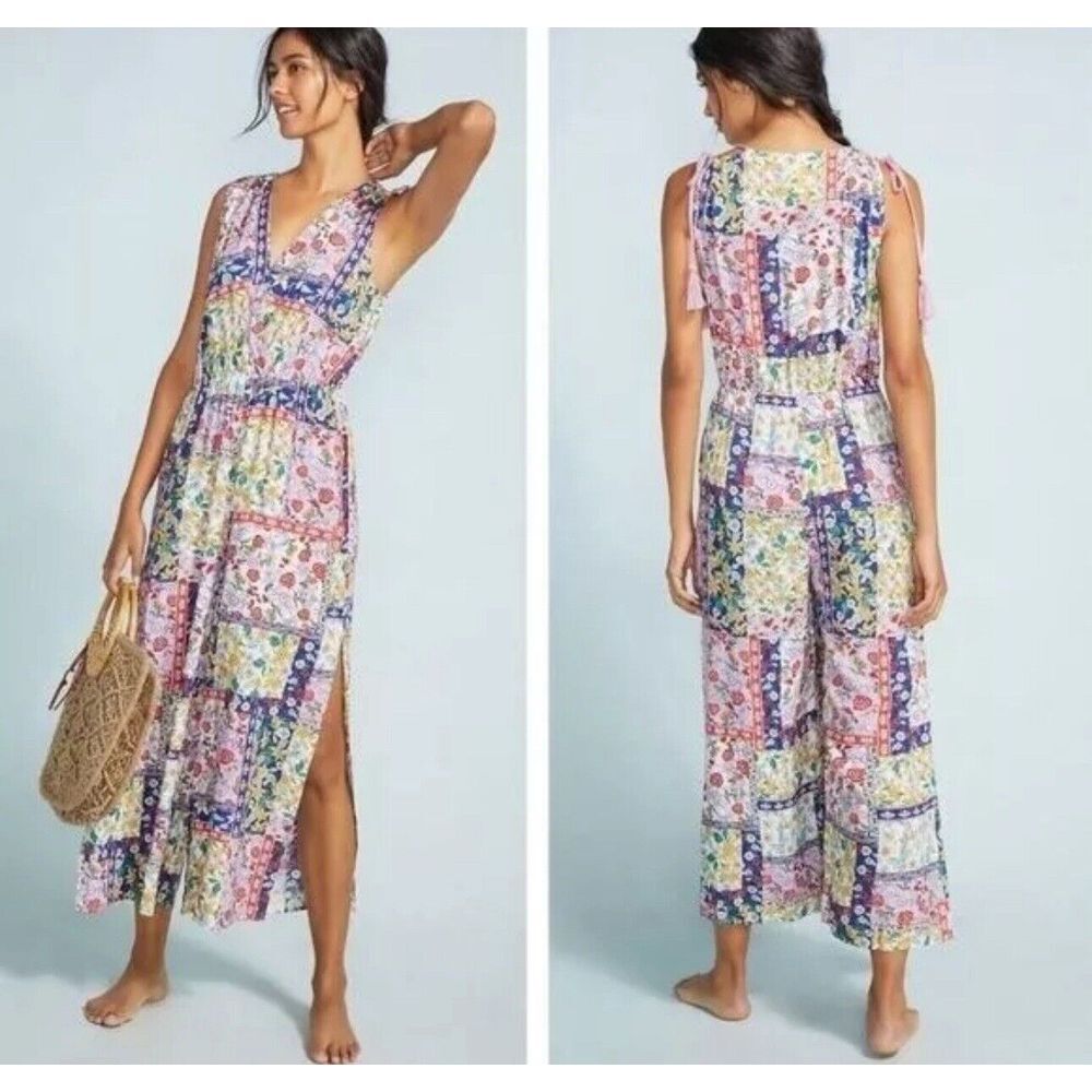 Anthropologie | Women's Boho Cottagecore Floral Patchwork Jumpsuit Size Lrg